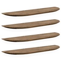 pack 4 estanterias redondeadas de madera flotantes marron 120x32cm