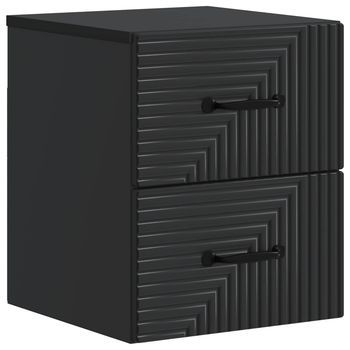 Mesita De Noche De Pared - Dormitorio - Madera De Ingeniería - Negro (34.5x33x40cm)