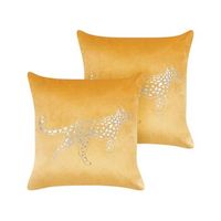 conjunto de 2 cojines de terciopelo amarillo mostaza dorado 45 x 45 cm marula
