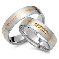alianzas 14 quilates oro amarillo-blanco 5 diamantes
