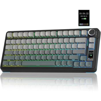 Teclado Mecánico AULA S75Pro, Teclas PBT, 75%, Intercambiables en Caliente, Retroiluminación RGB, Teclado Gamer Inalámbrico de 4000 mAh con Pantalla LED y Perilla