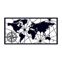 decoracion pared de metal mapamundi medium 2 negro 100x50 cm