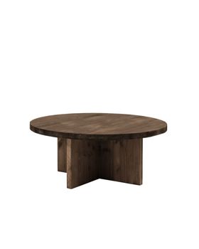 Mesa de centro redonda de madera maciza acabado nogal de ø80x33,2cm