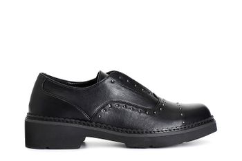 zapatos brogue de mujer con elástico y tachuelas. black 37