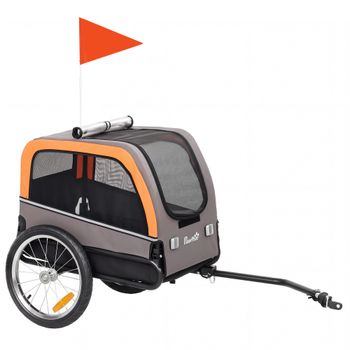 PawHut Remolque para perros Remolque plegable para bicicleta con reflectores de seguridad para perros pequeños y medianos hasta 20 kg Naranja   Aosom España