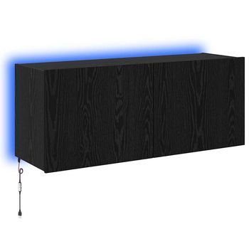 Mueble De Tv | Mueble De Salón | Gabinete De Tv Montado En La Pared Roble Negro 100 X 35 X 41 Cm