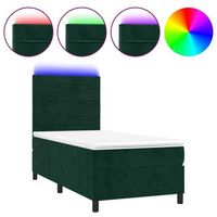 cama individual  cama de adulto  cama box spring colchon y led terciopelo verde oscuro 80x200 cm