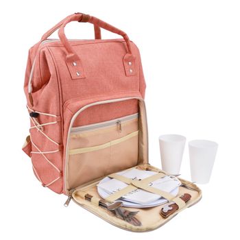 Mochila de picnic escapade rosa para 2 personas