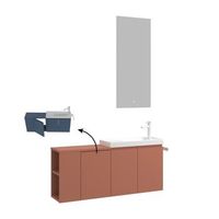 conjunto de mueble con lavabo y espejo 2 piezas  - 110 x 22 x 45 cm - canela mate