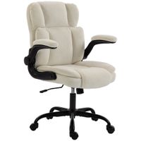 homcom silla de oficina ergonomica de chenilla con funcion basculante reposabrazos abatibles altura regulable 70x67x108 cm beige   aosom espana
