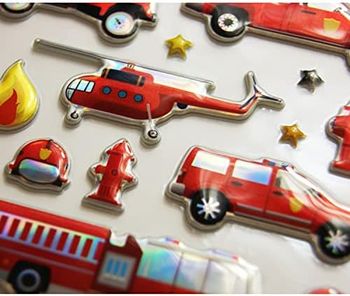 Pegatinas - Espuma - Bomberos - Efecto Metal