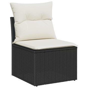 Conjunto De Sofá De Jardín 3 Piezas | Mueble De Jardín Negro Y Blanco Poliratán