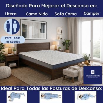 Colchón 90 X 190 Para Cama Nido | Alto 15cm | Firmeza Alta Ideal Para Molestias De Espalda | Doble Cara Invierno-verano | Ultra Transpirable | Anti-stress Collection | Dagostino Home