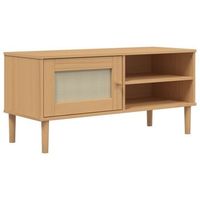 mueble de tv senja aspecto ratan madera pino marron 106x40x49cm vidaxl