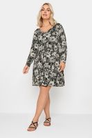 yours vestido corto negro de flores grises mujer curvy y tallas grandes yours