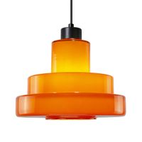 lampara de techo de vidrio y metal naranja