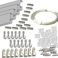 pack fast basic de 12 metros rieles de aluminio plata y 12 colgadores nylon para colgar cuadros aluminio plata mate