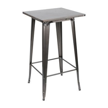 Mesa Alta Industrial Cuadrada De Acero 60x60x105cm Thinia Home