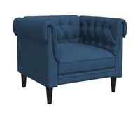 vidaxl sillon chesterfield de tela azul