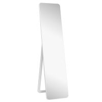 costway espejo de cuerpo entero para apoyar o colgar a la pared con estructura de madera y angulos redondeados blanco 37 x 45 x 160 cm