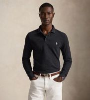 polo ralph lauren para hombre 710681126049 polo de pique slim fit de manga larga negro m casual algodon