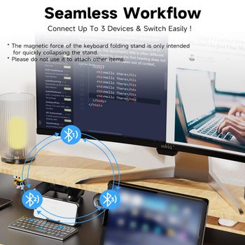 Teclado inalámbrico plegable Bluetooth 3.0 con soporte magnético, teclado mini de aleación de aluminio recargable de 60 teclas, teclado inalámbrico portátil de viaje para Windows/Mac OS - Gris
