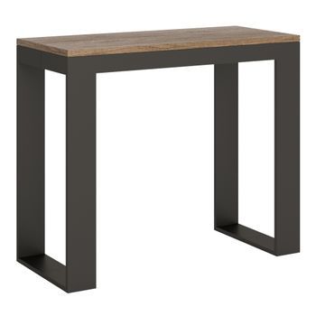 Consola Extensible 90x40/196 Cm Tecno Evolution Small Roble Natural Estructura Antracita