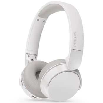 PHILIPS TAH3209WH Auriculares on-Ear Ligeros Bluetooth con Aislamiento pasivo del Ruido - 55 Horas de reproducción, Sonido Natural, Llamadas nítidas, Graves dinámicos, 2 Horas de Carga USB-C - Blanco