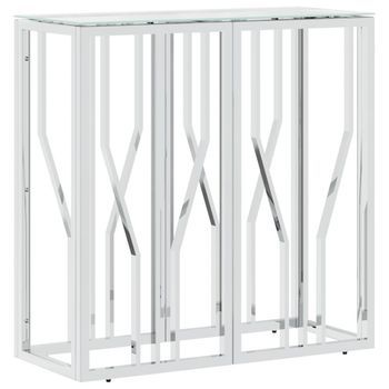 Mesa Consola Acero Inoxidable Y Vidrio 70x30x70 Cm Vidaxl