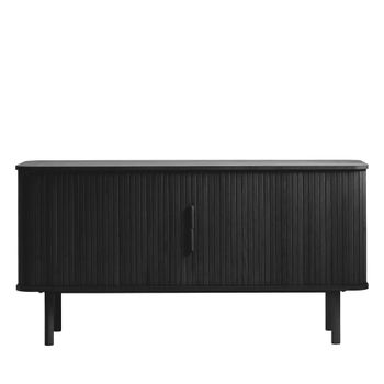 Aparador con puertas correderas de madera estriada l160cm - negro