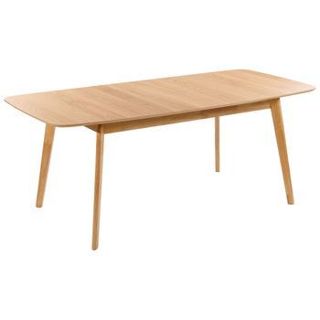 Mesa De Comedor Y Cocina Extensible Chapada En Madera De Roble Claro 150/190 X 90 Cm Madox