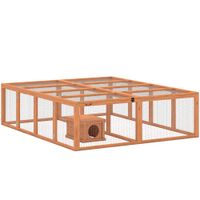 pawhut recinto de exterior para conejos de madera con 2 puertas casa-refugio para 2-4 conejos enanos 1804 x 150 x 48 cm naranja