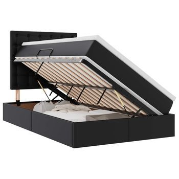 Cama Con Almacenamiento Negro 120 X 200 Cm Cuero Sintético Vidaxl