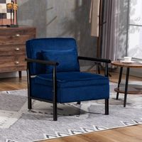sillon - mueble para salon - terciopelo y madera - azul 83x66x73cm