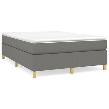 Cama Matrimonial | Cama Para Adultos | Estructura De Cama Box Spring Tela Gris Oscuro 140x200 Cm