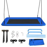 costway set columpio con cuerdas regulables para ninos estructura en acero impermeable para interior exterior portico patio azul 150 x 80 cm