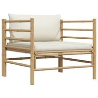 sofa de jardin  sofa de exterior de bambu con cojines blanco crema