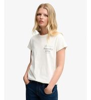 superdry para mujer w1011934a camiseta luxe casual classic blanco roto s algodon manga corta