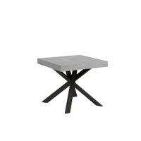 mesa extensible 90x90194 cm efecto madera gris cemento hierro