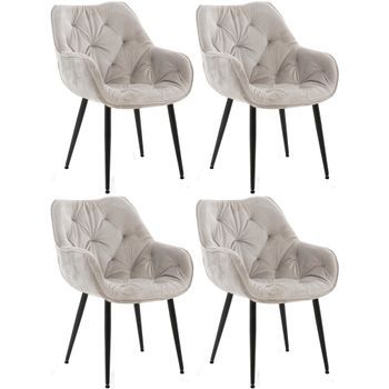 Set De 4 Sillas Tanna De Salón En Terciopelo Gris 62x58x83 Cm Clp
