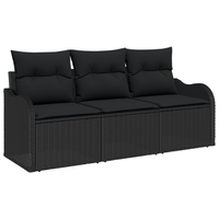 juego de sofa de jardin de 3 uds con cojines negro ratan poliester cfw957414