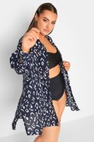 yours camisa azul marina estampado ikat mujer curvy y tallas grandes yours