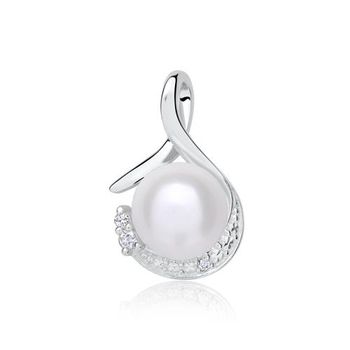 Colgante de perlas en oro blanco 14 quilates con diamantes
