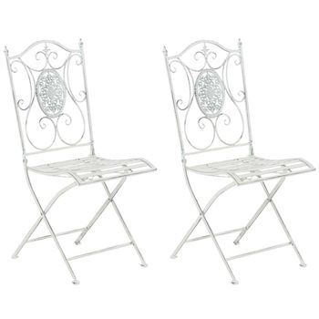 Pack De 2 Sillas De Jardín Sibell Plegables Metal Blanco Antiguo 49x42x91.5 Cm Clp