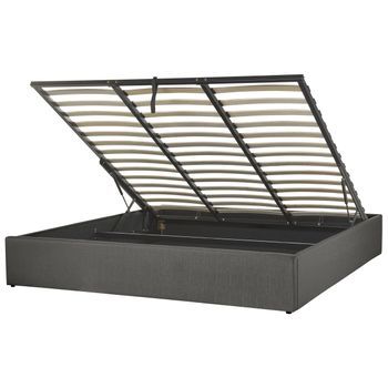 Cama Con Somier De Poliéster Gris Oscuro 180 X 200 Cm Sin Cabecero Almacenaje Dinan