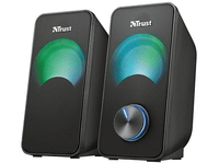 altavoces para pc - trust arys rgb compact 2 unidades led rgb 20 canales 12 w usb jack 35mm negro