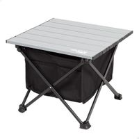 mesa auxiliar plegable camping con almacenaje y bolsillo 40x35x30 cm gris y negro