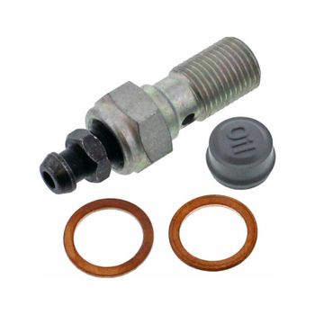 Tornillo banjo M10x1 simple inox con purgador y tapón Magura