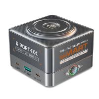 gan tech wlx-r8c estacion de carga de escritorio usb 7-en-1 65w cargador usb pd de 6 puertos con base de carga inalamb