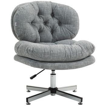 HOMCOM Silla de Oficina sin Apoyabrazos, cómoda Silla de escritorio con asiento acolchado y altura ajustable, Gris